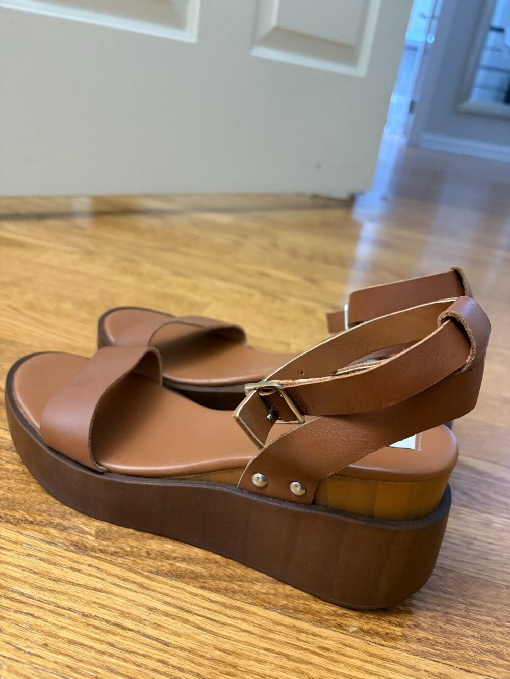 Steve Madden Brown Leather Platform Sandals Size 8.5